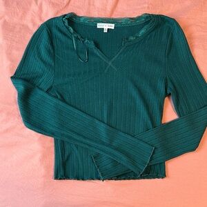 Fitz + Eddy Deep Teal Ribbed Long-Sleeve Top
